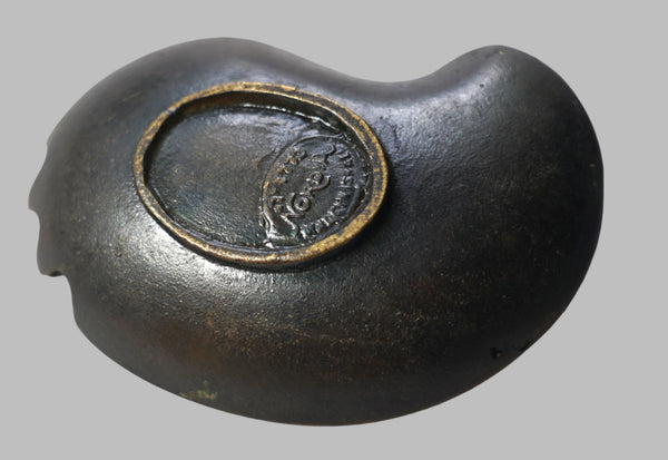 Vintage Israel Nordia Small Bronze Verdigris Dish Trinket Tray Ashtray 1950's