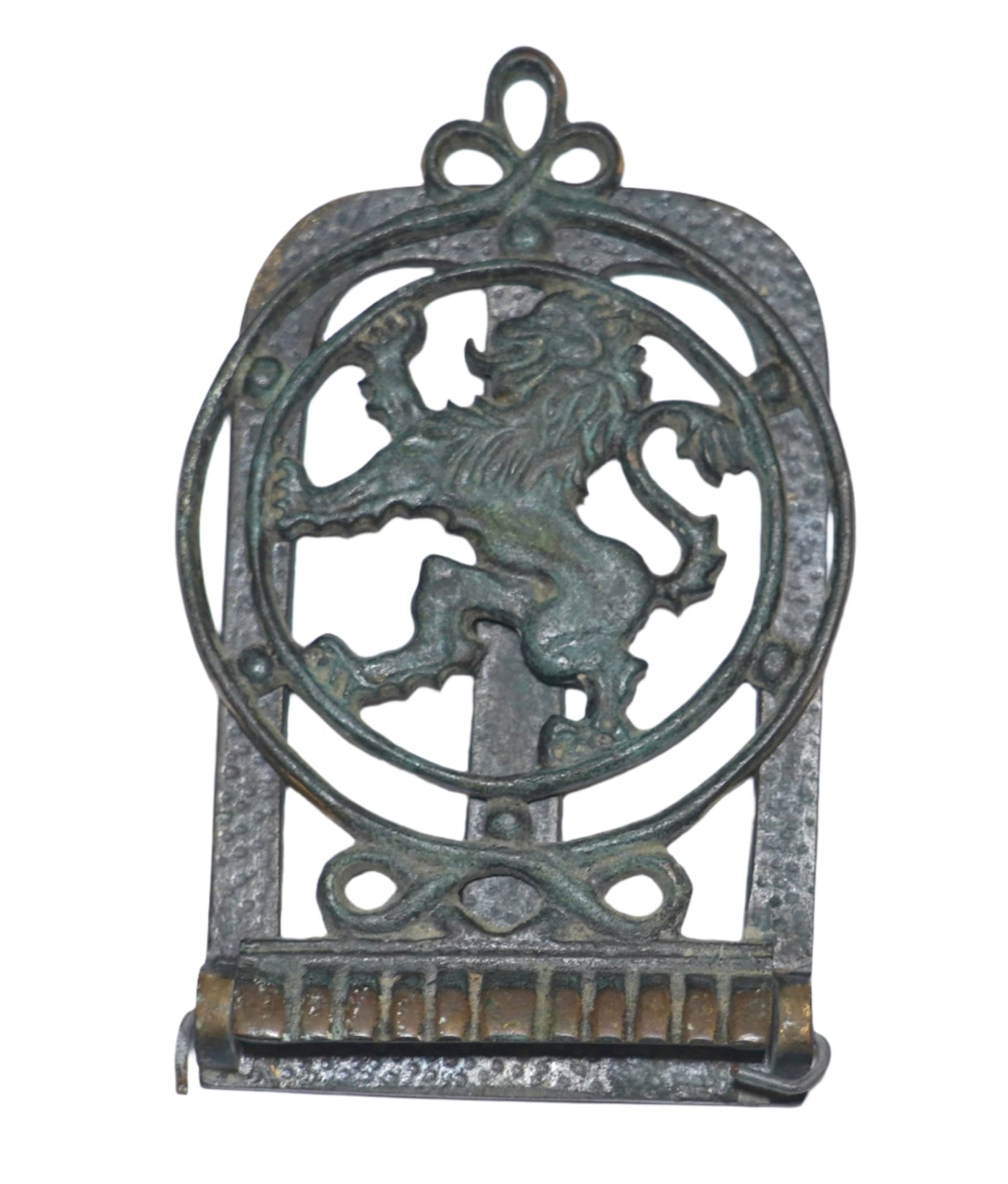 Vintage Judaica Bronze Notepad Holder Jerusalem Lion City symbol Israel 1950's
