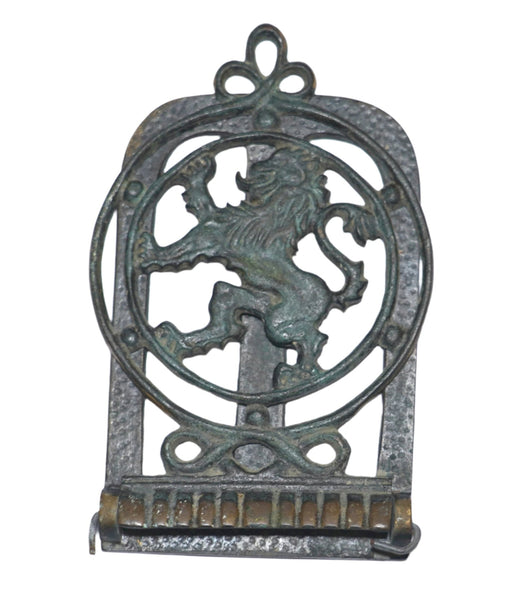 Vintage Judaica Bronze Notepad Holder Jerusalem Lion City symbol Israel 1950's