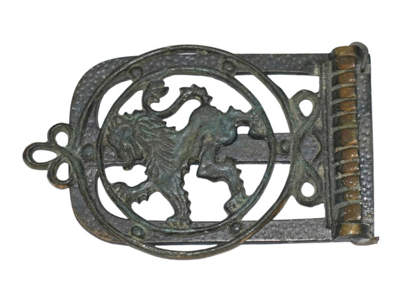 Vintage Judaica Bronze Notepad Holder Jerusalem Lion City symbol Israel 1950's