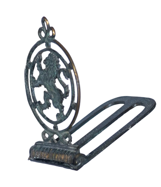 Vintage Judaica Bronze Notepad Holder Jerusalem Lion City symbol Israel 1950's