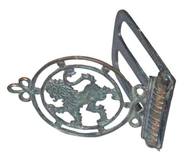 Vintage Judaica Bronze Notepad Holder Jerusalem Lion City symbol Israel 1950's