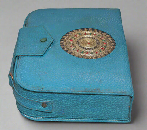 Vintage Ladies Grooming Vanity Toiletry Travel Luxury Set 1950s-60s Israel Blue