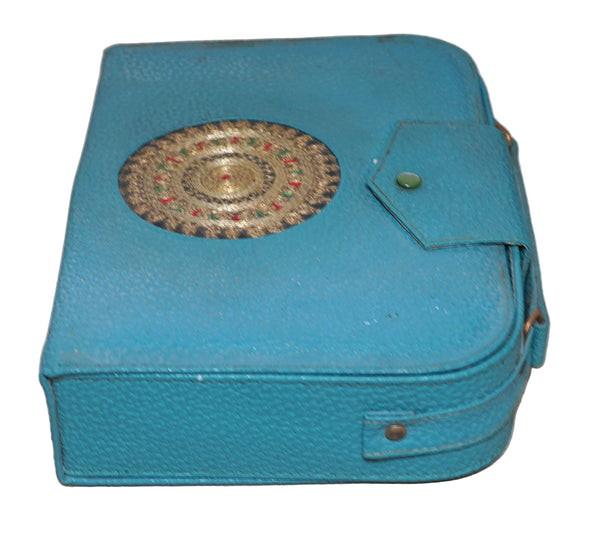 Vintage Ladies Grooming Vanity Toiletry Travel Luxury Set 1950s-60s Israel Blue