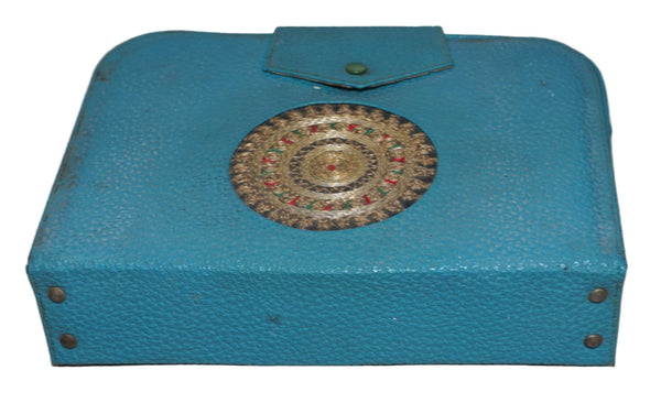 Vintage Ladies Grooming Vanity Toiletry Travel Luxury Set 1950s-60s Israel Blue