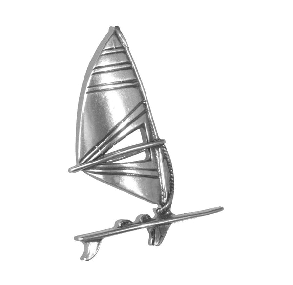 Vintage Silver 800 Miniature Sailboat Windsurf Tie Scarf Brooch Figurine Italy
