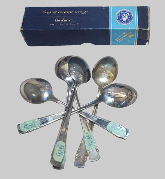Vintage Silverplate Radad Israel 6 Tea Spoons Flatware Signed 1950s Original Box