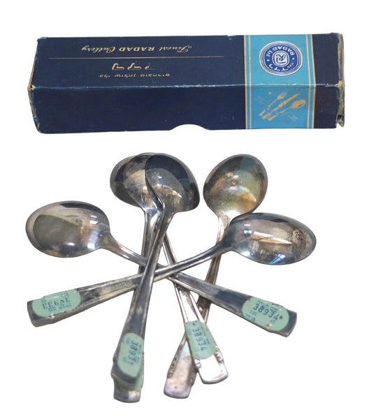 Vintage Silverplate Radad Israel 6 Tea Spoons Flatware Signed 1950s Original Box