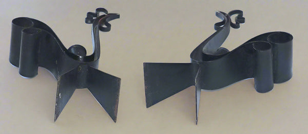 Vintage Sweden Mid Century Modern Rooster Candlestick Candle Holder Set Metal