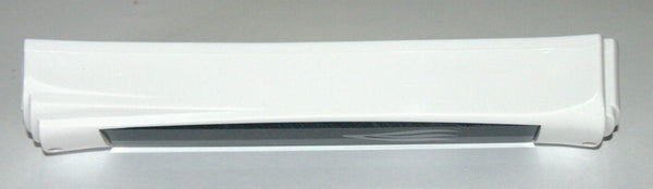 Judaica Mezuzah Case Plastic White w Black Front Closed Back 12 cm