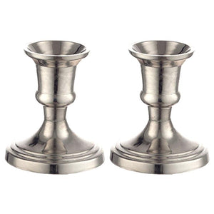 Judaica Small Pair of Candlesticks Candle Holders Shabbat Holiday Nickel