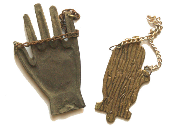 Lot of 2 Vintage Brass Kabbalah Blessing Hai Amulet Hamsa Judaism Israel 1960's