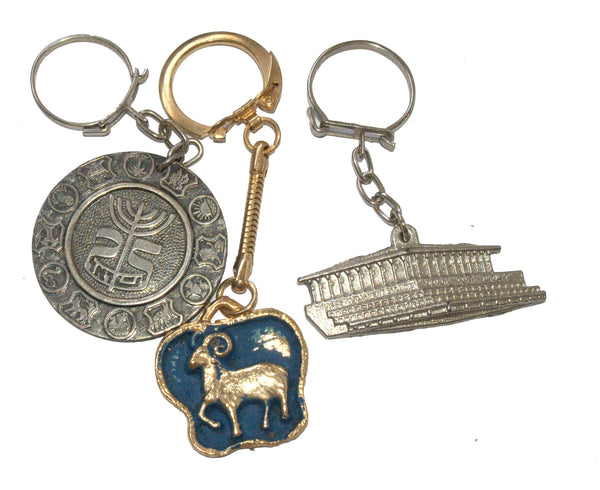Lot of 3 Vintage 1960's Bezalel Key Chain Holder Israel Judaica Original Pack