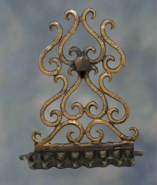 Vintage Moroccan Style Small Judaica Hanukkah Oil Menorah Hammered Numbered