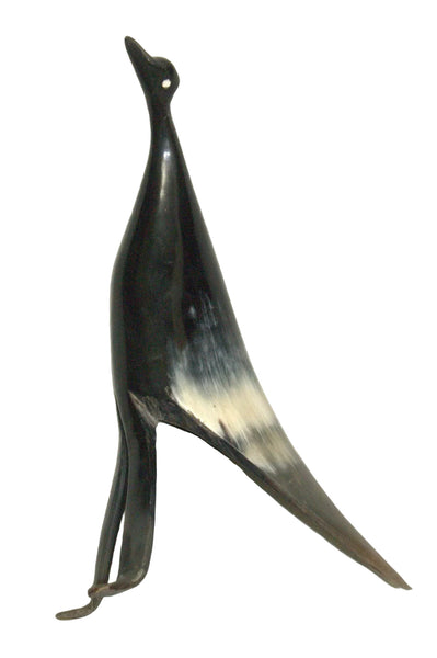 Vintage Hand Carved Horn Bird Stork Sculpture Figurine Modernist Design
