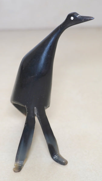 Vintage Hand Carved Horn Bird Stork Sculpture Figurine Modernist Design