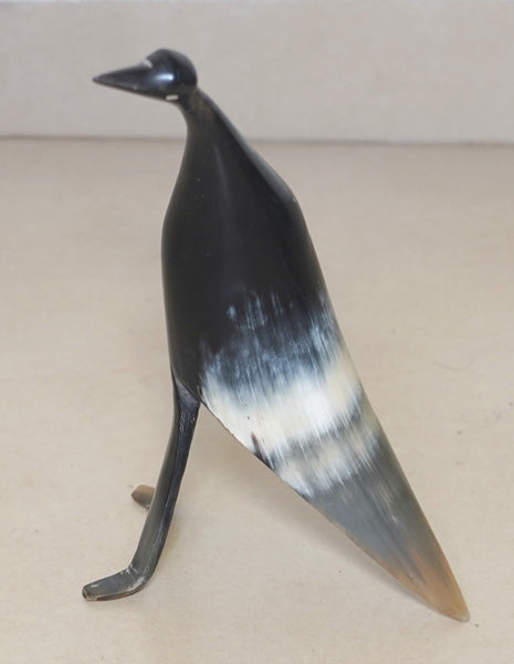 Vintage Hand Carved Horn Bird Stork Sculpture Figurine Modernist Design