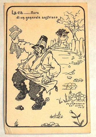1915 WWI Comic Postcard Mocking Austrian General Italy Musacchio Signed Rare