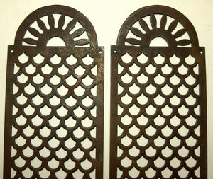 2 Antique Bronze Wall Hang Bed panels Decor Plaques Placca Ornaments Italy 1890