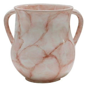 Judaica Polyresin Hand Wash Cup Marble Pattern Pink White Netilat Yadayim Natla