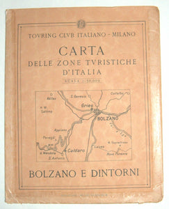 Antique 1930's North Italy South Tirol Map TCI Carta Bolzano E Dintorni