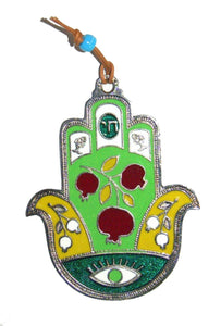 judaica-kabbalah-hamsa-green-red-enamel-wall-hang-blessing-evil-eye-hai-israel