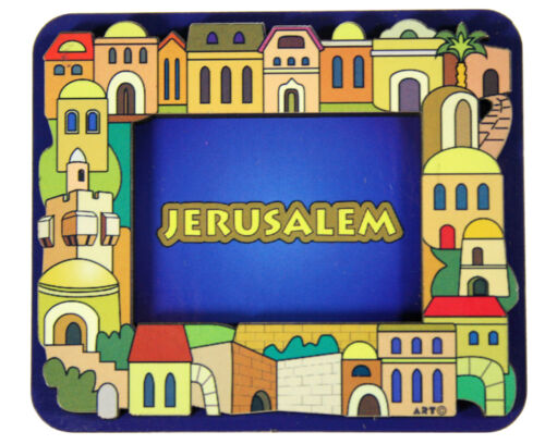 Judaica Fridge Door Magnet Wood Jerusalem Israel Multicolor 3D