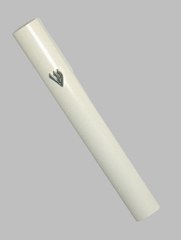 Judaica Mezuzah Case Closed Back Semi Round White Aluminum 10 cm Israel