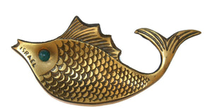Vintage Israel Trinket Tray Ashtray Bronze Fish Shape 1960's