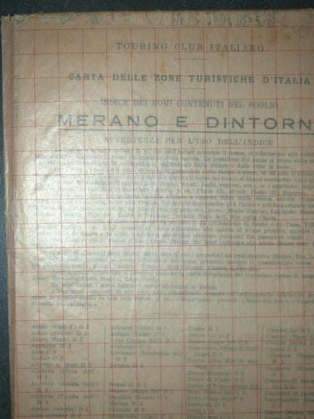 Antique 1930s North Italy Map TCI Carta Merano & Surroundings South Tirol Alpine