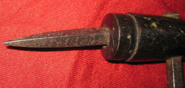 Antique Adelaide Johnson Corkscrew Black Ox Horn Metal Spike Wine Grower Tool