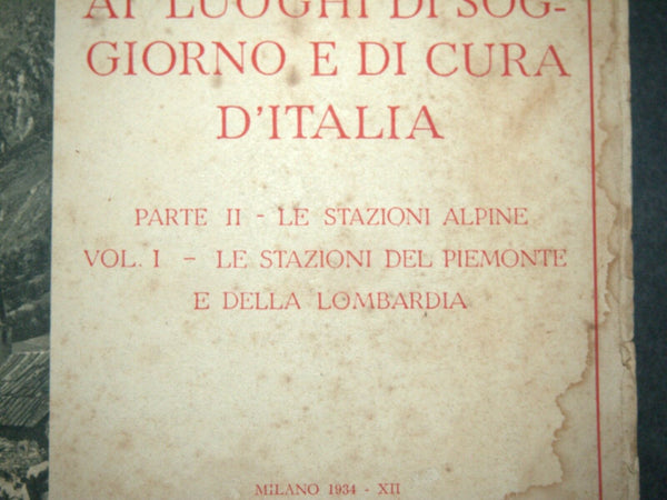 Antique Book 1934 Italy Spa Guide Part II Alpine Resorts Piemonte Photo Maps