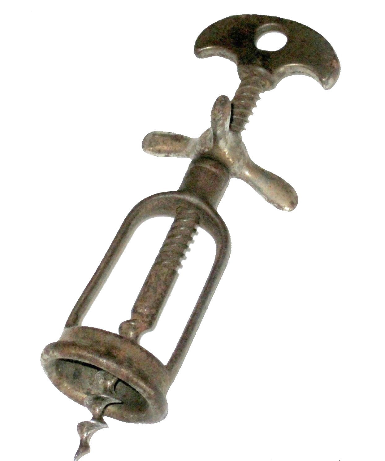 Antique Iron Double Handle Open Bell Body Shape Valve Flynut Corkscrew Opener