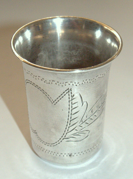 Antique Russian 84 Silver Small Engraved Kiddush cup Tumbler Set of 3 Marked