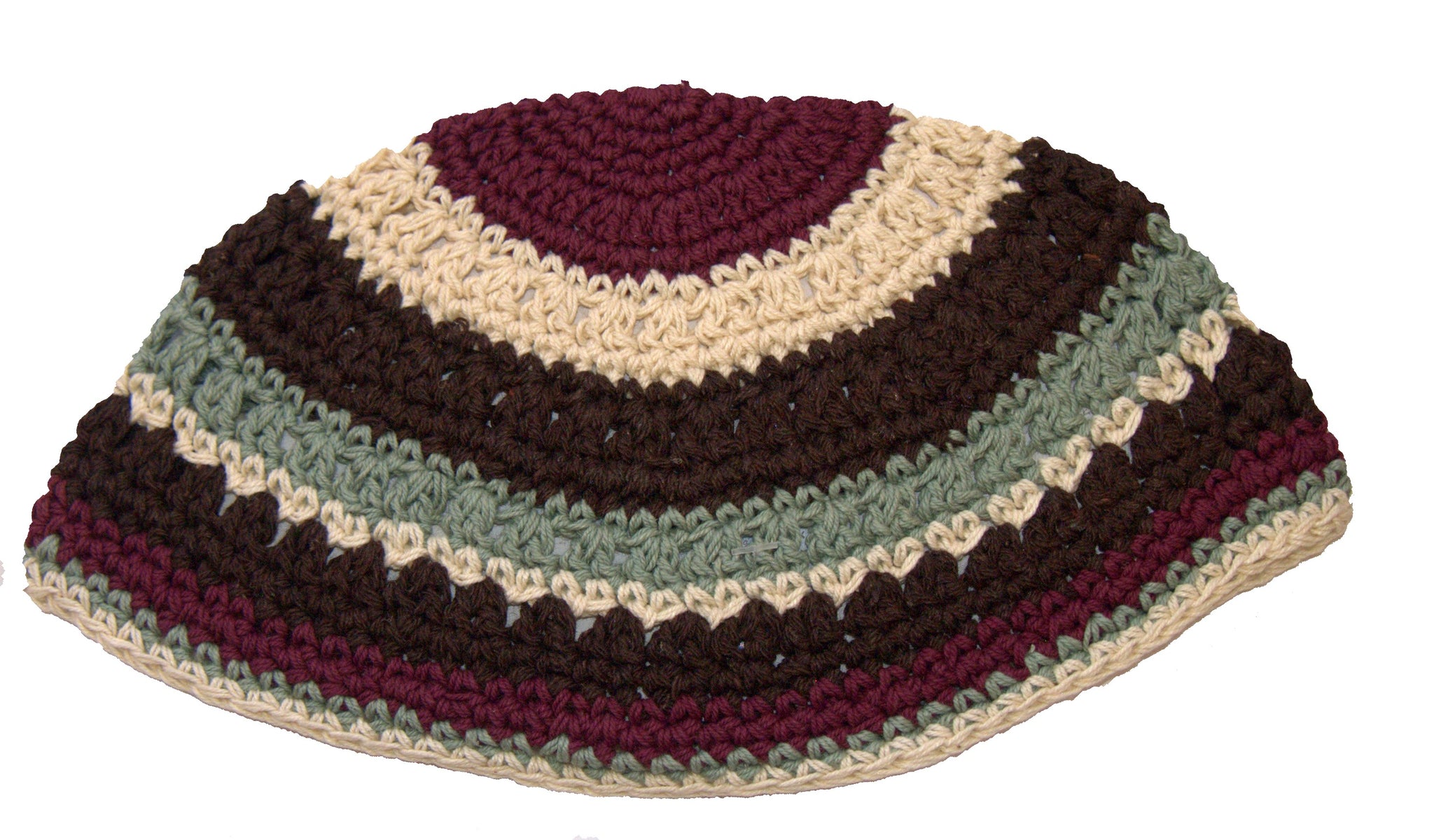 Frik Kippah Yarmulke Yamaka Crochet Colorful 100% Cotton Striped Israel 22 cm