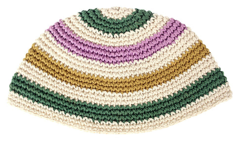 Frik Kippah Yamaka Crochet Colorful Striped Cotton Knit Cap 21 cm Judaica