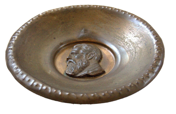 Israel Vintage Bronze Plate Tray Maskit Handmade Signed 1950's Wall Hang Herzl