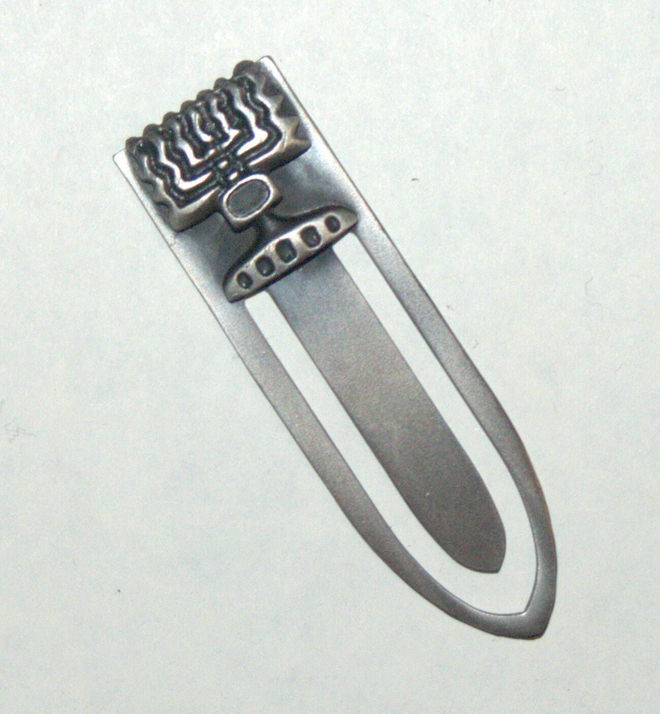 Judaica Bookmark 7 Branch Menorah Israel Pewter Plated Amulet Charm