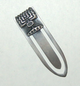 Judaica Bookmark 7 Branch Menorah Israel Pewter Plated Amulet Charm