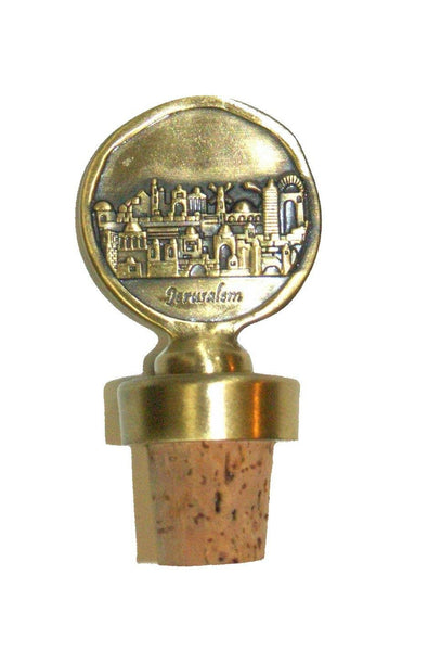 Judaica Bottle Cork Stopper Jerusalem Old City Relief Israel Amulet Charm Brass
