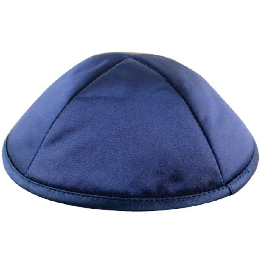 Judaica Dark Blue Satin Kippah Yarmulke Pin Spot 20 cm Israel Jewish Tradition