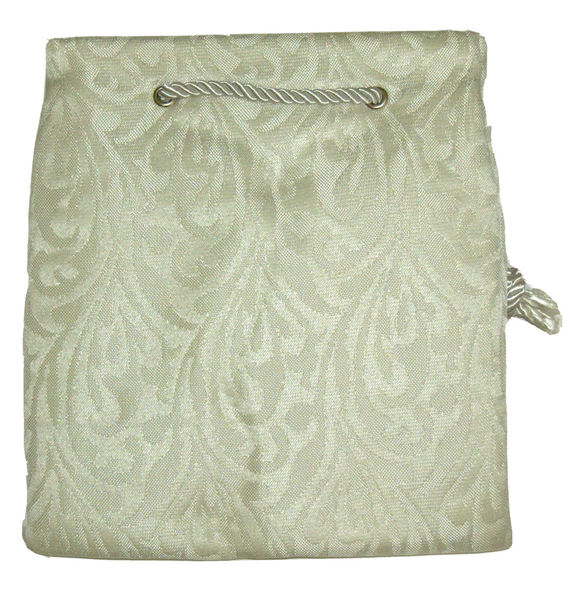 Judaica Embroidered Brocade Etrog Bag Case Sukkot Silver & Pearl