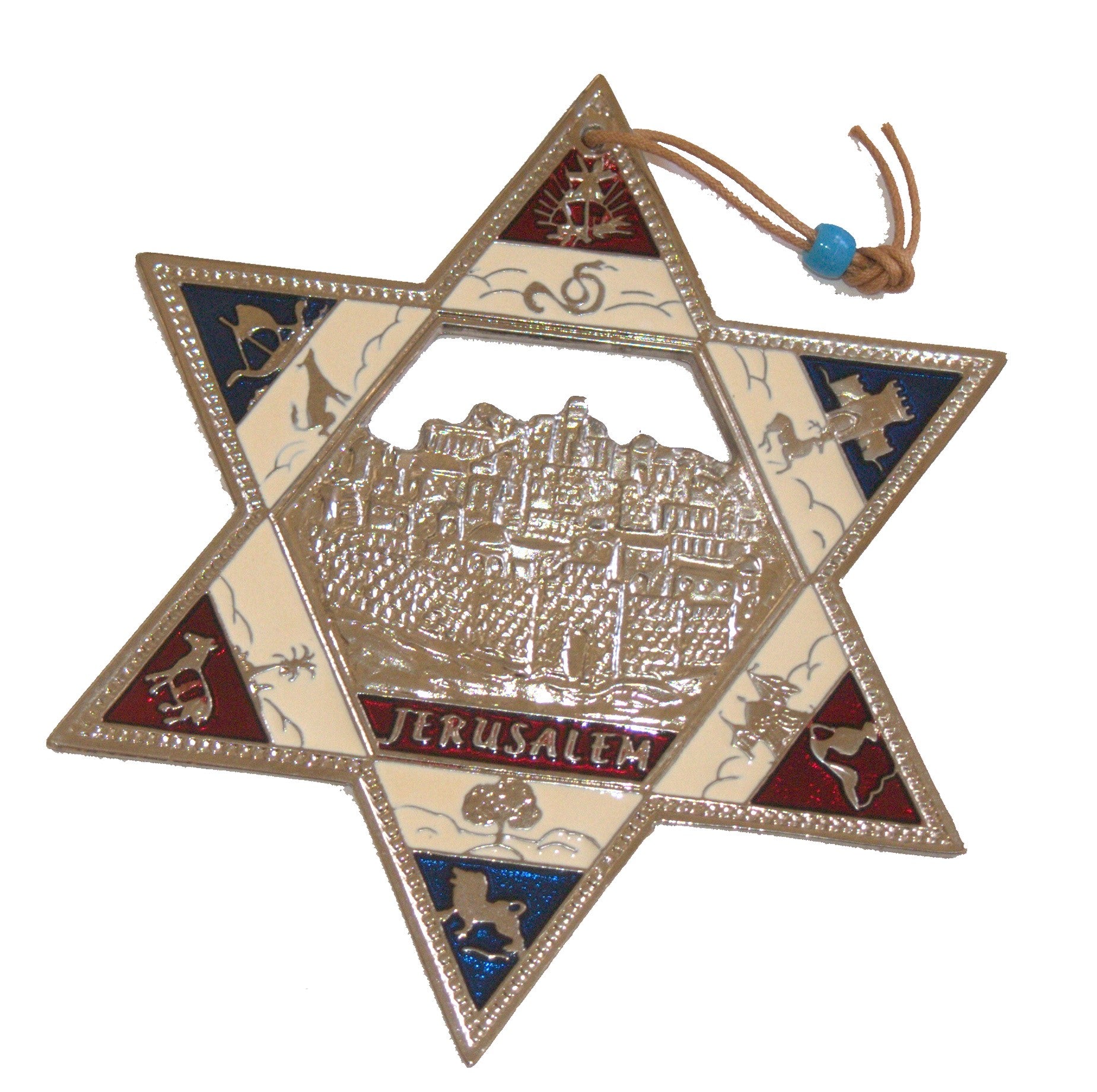 Judaica Kabbalah Magen David Star Wall Hang Decor Jerusalem Israel Tribes Silver