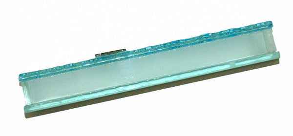Judaica Mezuzah Case Clear Glass Aqua Bubbles 10 cm Irregular Facet Closed Back