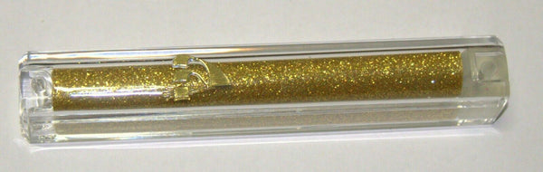 Judaica Mezuzah Case Clear Sparkling Gold Plastic Tube Closed Back 10 cm