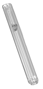 Judaica Mezuzah Case Clear Transparent Plastic Silver Shin Closed Back 15 cm