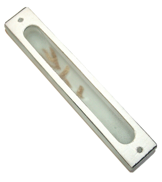 Judaica Mezuzah Case Frosted Matte Glass Sparkling Pale Gold SHADAI 10 cm