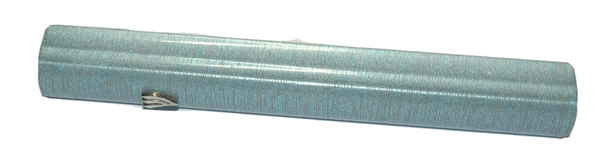 Judaica Mezuzah Case Metallic Pale Blue Gray Stripes Aluminum 12 cm Closed Back