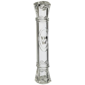 Judaica Mezuzah Case Ornamental Clear Transparent Plastic Closed Back 12 cm