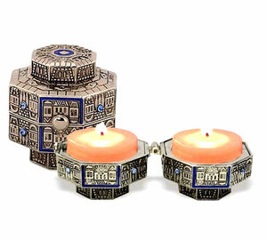 judaica-nickel-plated-travel-candle-holders-octagon-enamel-decor-shabbat-holiday